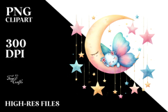 butterfly moon stars clipart Product Image 2