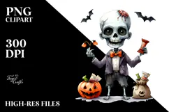 Watercolor Style Undead Funny Halloween Clipart Product Image 2