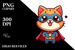 Silly Cartoon Cat with Superhero Cape PNG Product Image 2