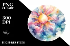 Colorful Abstract Pastel Sun | Sublimation Clipart Product Image 1