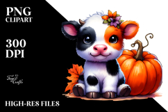 Baby Halloween Cow with Pumpkin PNG Product Image 2