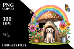 Dog House, Large Mushroom, Striking Rainbow | Clipart Product Image 2