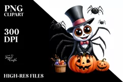 Funny Halloween Spider Watercolor Clipart Product Image 3