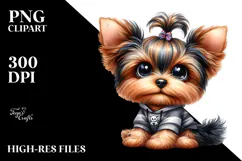 Watercolor Yorkshire Terrier Sitting Funny Haircut Clipart Product Image 2