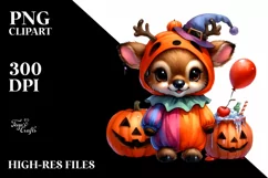 cute Baby Elk Halloween Pumpkin | Sublimation | Clipart Product Image 1