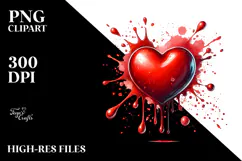 Red Glossy Heart Watercolor, Transparent PNG Product Image 2