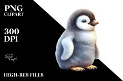 Baby Penguin with Big Eyes PNG Product Image 2