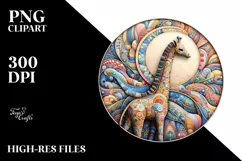 Colorful 3D Round Ornament With Giraffe PNG Product Image 2