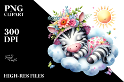 Whimsical Cute Baby Zebra Sleeping on Cloud Product Image 2