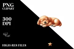 Watercolor Puppy Sleeping on Cloud with Hanging Stars Product Image 3