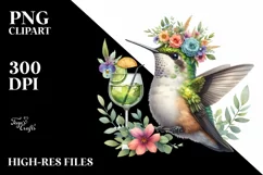 Young Hummingbird with Flower Wreath | Sublimation | Clipart Product Image 3