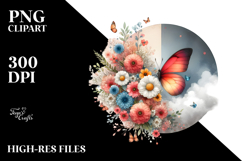 Modern Butterfly Flowers PNG Product Image 2
