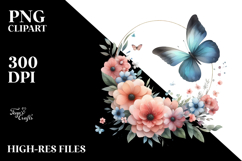 Modern Butterfly Flowers PNG Product Image 2