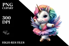 colorful Unicorn with Contemporary Dancer's Outfit PNG Product Image 3