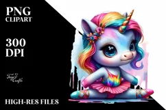 colorful Unicorn with Contemporary Dancer's Outfit PNG Product Image 1