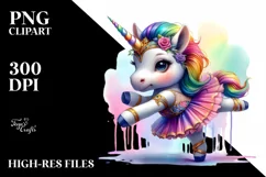colorful Unicorn with Contemporary Dancer's Outfit PNG Product Image 3