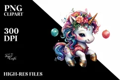 colorful Unicorn with Dance Floor PNG Product Image 1