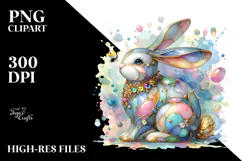 Colorful Pastel Bunny Made of with Golden Insertions on Product Image 2
