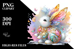 Colorful Pastel Bunny Made of with Golden Insertions on Product Image 2
