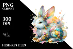 Colorful Pastel Bunny Made of with Golden Insertions on Product Image 2