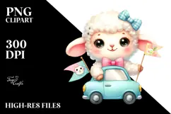 Colorful Baby Lamb with Tiny Bowtie PNG Product Image 2