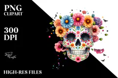Colorful Spring Skull Painting, Transparent PNG Product Image 2