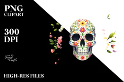 Colorful Spring Skull Painting, Transparent PNG Product Image 2