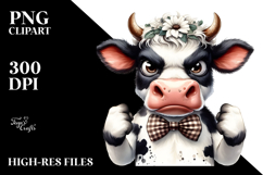 Quirky Highland Cow with Squirrel, PNG Product Image 2