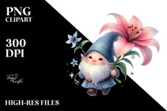Cute Floating Gnome with Large Lily PNG Product Image 2