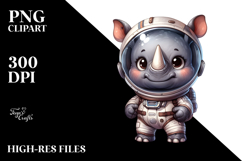Energetic Baby Rhino in Watercolor PNG Product Image 2
