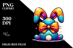 Colorful Bunny with Gliterry Bow PNG Product Image 2