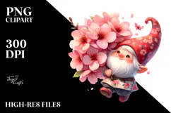 Small Gnome with Cherry Blossom, High-Res PNG Product Image 2