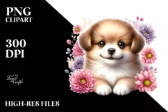Watercolor Babydog Chrysanthemum | Clipart Product Image 3