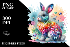 Colorful Diamond Bunny PNG Product Image 2