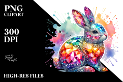 Colorful Diamond Bunny PNG Product Image 2
