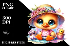 Cute Baby Duck Cuddling, PNG Product Image 2