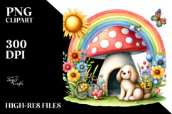 Dog House, Large Mushroom, Striking Rainbow | Clipart Product Image 2