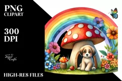 Colorful DOG House Mushroom Rainbow | Clipart Product Image 1