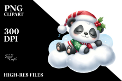 Cute Baby Panda Dressed for Christmass Sleeping on Cloud Product Image 2