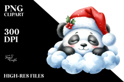 Cute Baby Panda Dressed for Christmass Sleeping on Cloud Product Image 2