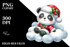 Cute Baby Panda Dressed for Christmass Sleeping on Cloud Product Image 2