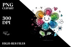 Colorful Digital Flower with Hearts, PNG Product Image 2