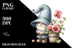 Sweet Pea Gnome with Daisy Floral PNG Product Image 2