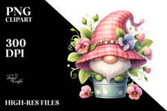 Cute GNOME with Sweet Pea PNG Product Image 2