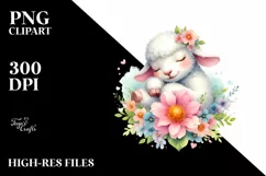 Colorful Baby Lamb Flower Sublimation Clipart Product Image 3