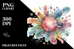 Whimsical Colorful Pastel Sun Sublimation Clipart Product Image 3