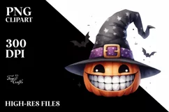 Funny Watercolor Halloween Hat Clipart Product Image 3