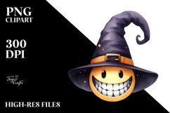 Funny Halloween Hat Smile Watercolor Clipart Product Image 3