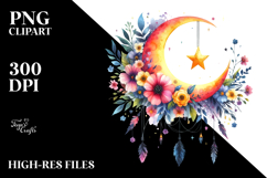 Whimsical Moon with Flowers and Stars | Sublimation | Product Image 2