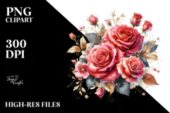 Colorful Roses with Gold, PNG Product Image 2